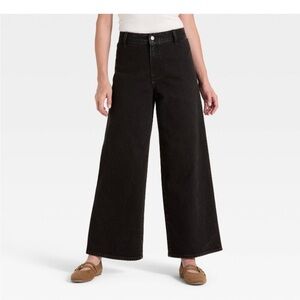 NWT Women's High-Rise Sailor Wide Leg Ankle Jeans - Universal Thread Black 6